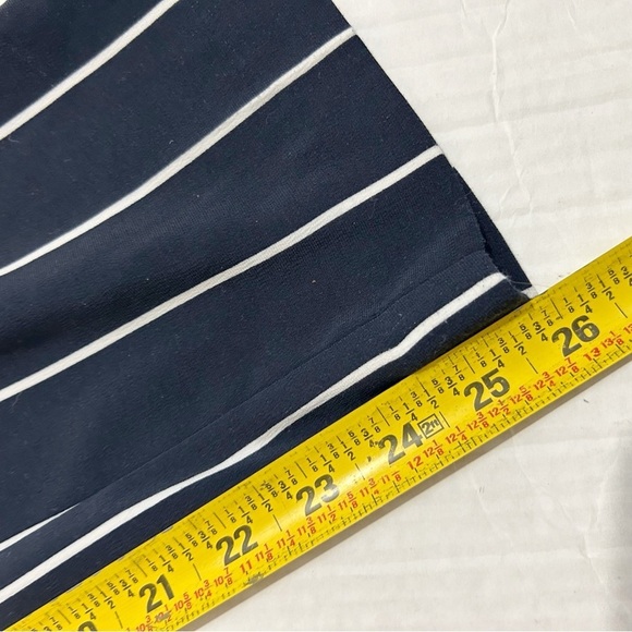 H&M Striped Ankle Trousers Size 6 Stetch Waist Lightweight Flowy Navy Blue White - Picture 8 of 8